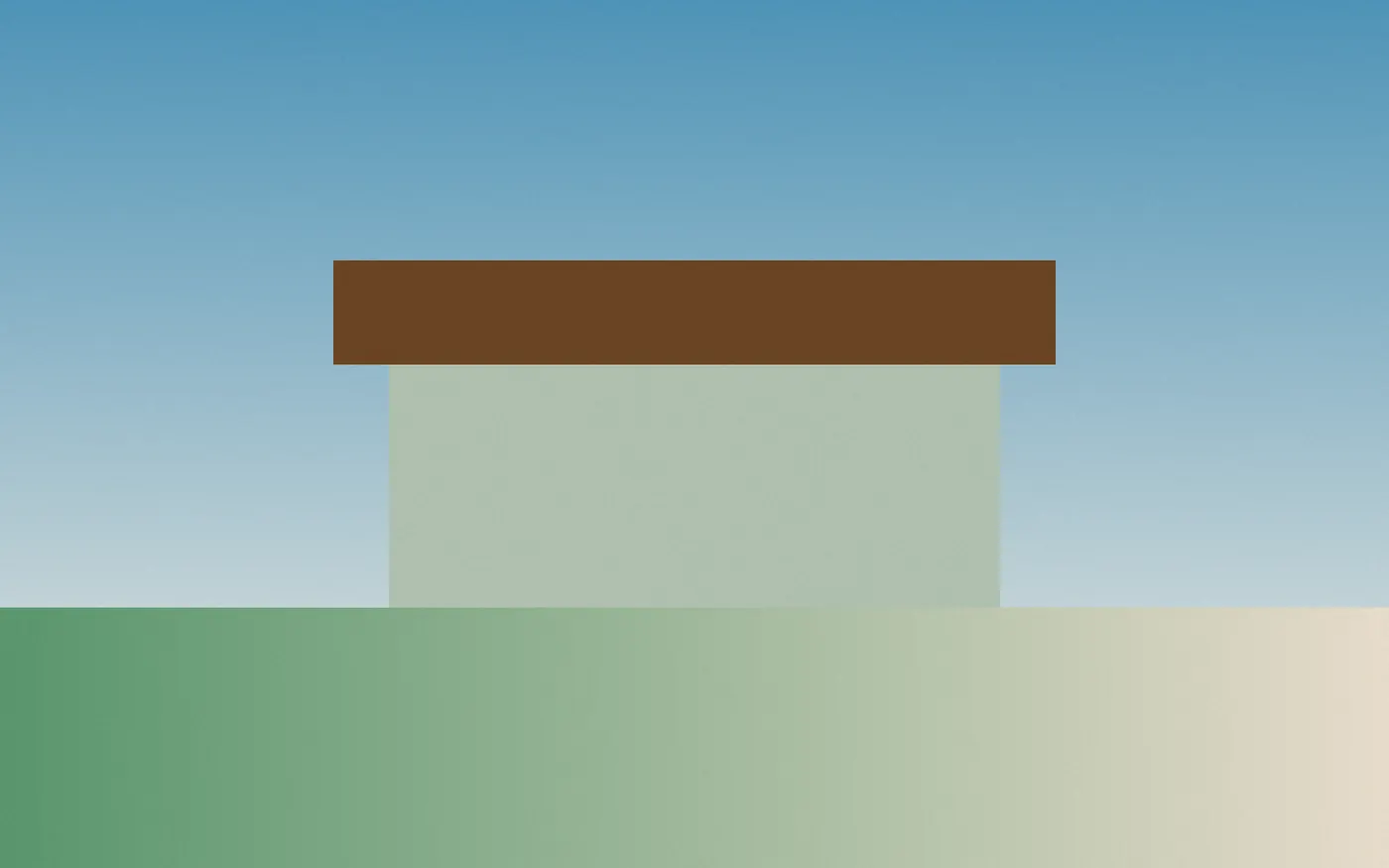 Stylised school building and play lawn in recycled-paper colours
